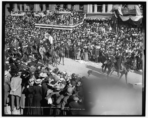 Governor Roosevelt and staff, Dewey land parade
