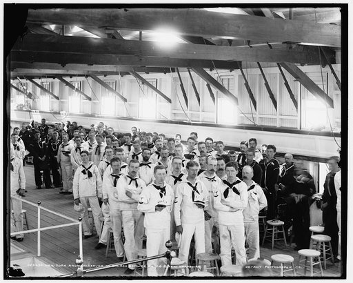 New York Naval Reserves at church service on U.S.S. NewHampshire
