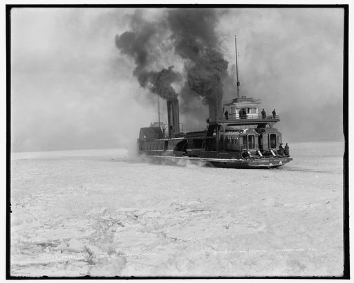 Crossing the Detroit River in winter
