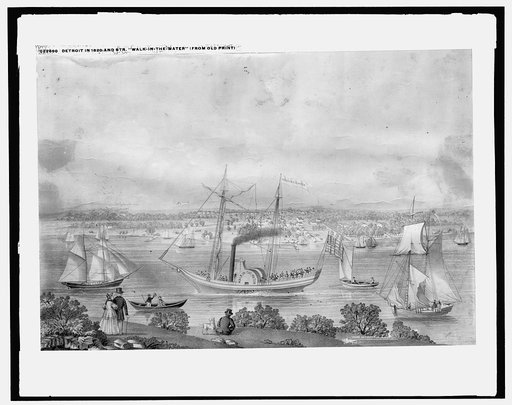 Detroit in 1820 and Str. Walk-in-the-Water (from old print)