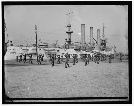 U.S.S. Brooklyn, marine guard, bayonet drill