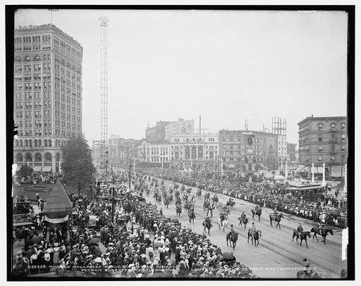 Mounted Maccabees in Civic & Industrial Parade, Detroit Bi-Centenary Celebration