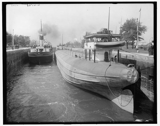 Sault Ste. Marie, Mich., whaleback barge in We[i]tzel Lock