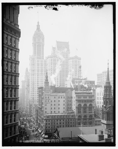 New York, N.Y., down Broadway from the post office