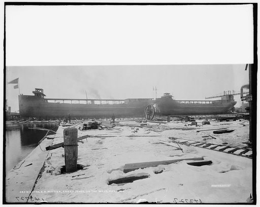 Strs. A.D. MacTier and F.P. Jones on the ways, Mar. 8, 1913