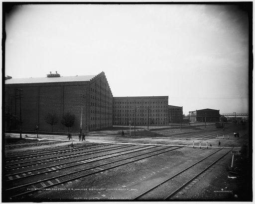 Warehouses from R.R., Walker distillery, Walkerville, Ont.