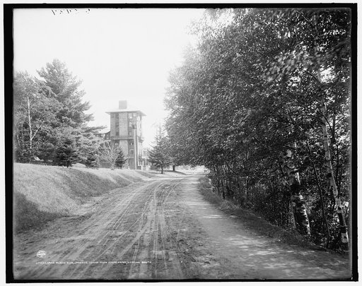 Lake Placid Club, Lakeside Tower from Shore Drive, looking south