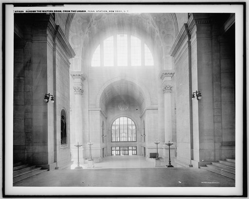 Across the waiting room, from the loggia, Penn[sylvania] Station, New York, N.Y.