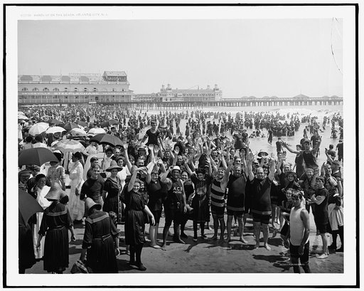 Hands up on the beach at Atlantic City, N.J.