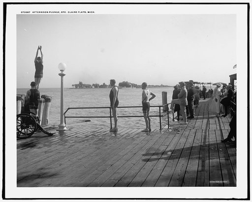 Afternoon plunge, Ste. Claire [i.e. Saint Clair] Flats, Mich.