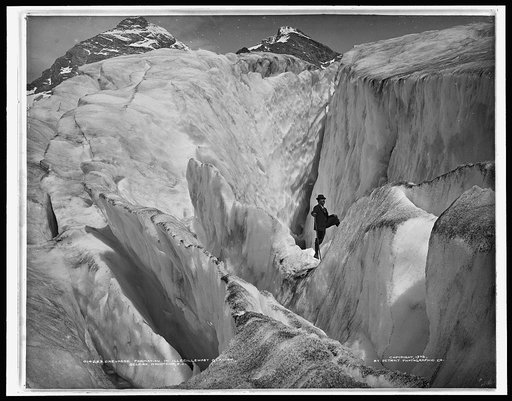 Crevasse formation in Illecillewaet Glacier, Selkirk Mountains, B.C.
