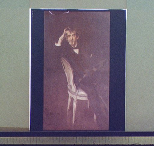 James McNeill Whistler, seated in chair, full-length portrait