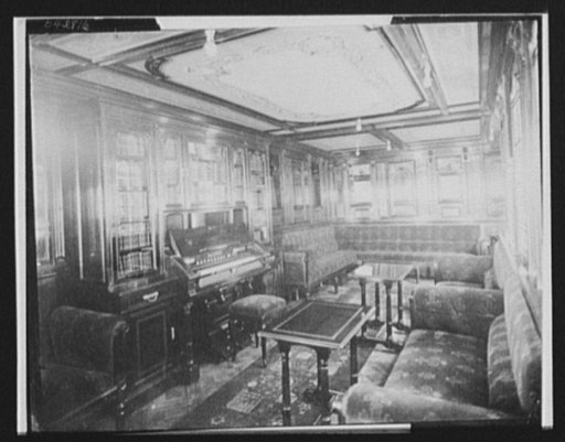 Lounge in ocean liner or steamship