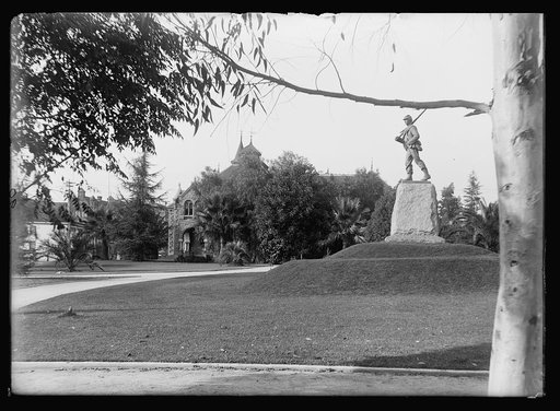 Library Park, Soldiers' Monument & Pub[lic] Lib[rary], Pasadena, Cal.