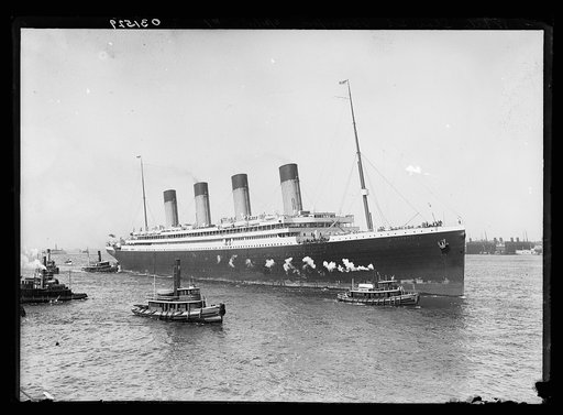 White Star S.S. Olympic [guided in by tugboats Geo. K. Kirkham and Dowmer