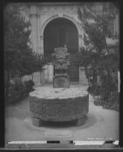 Sacrifice stone, court of the Muse[um, Mexico