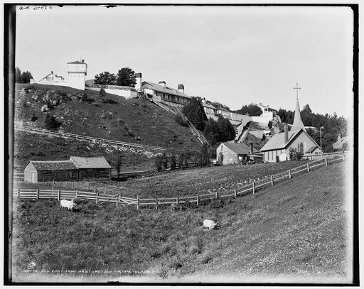 Old Fort [Mackinac] from pasture field, Macinac [sic] Island, Mich.