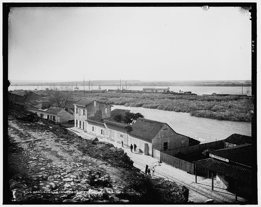 Railroad grounds from the bluff, Tampico