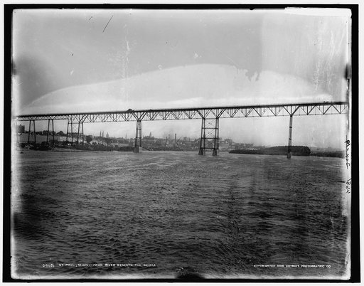 St. Paul, Minn. from river beneath the bridge