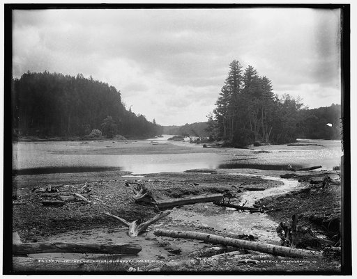 River below falls, Quinnesec [sic] Falls, Mich.