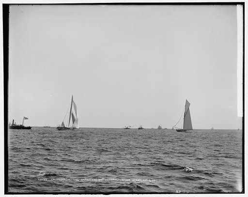 Columbia setting spinnaker and Shamrock, after start