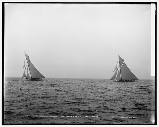 Shamrock I and Columbia two minutes after start