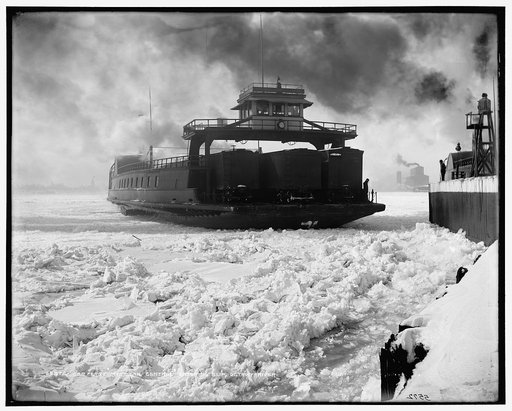 Car ferry, Michigan Central, entering slip, Detroit River