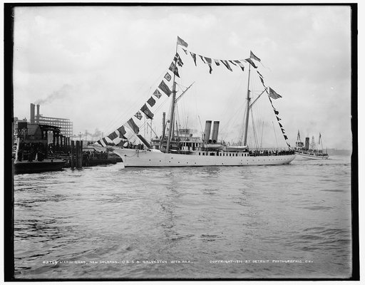 Mardi Gras, New Orleans, U.S.S.S. [sic] Galveston with Rex