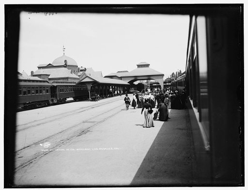Departure of the overland, Los Angeles, Cal.