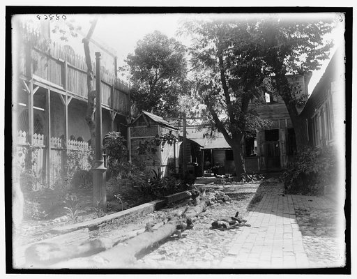 Court of a typical residence, Port-au-Prince, Hayti, W.I.