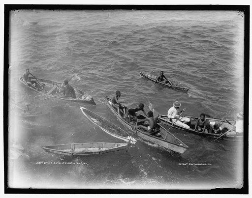 Diving boys of Martinique, W.I.