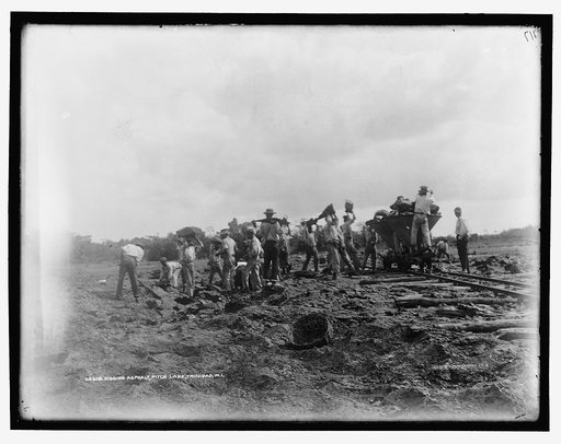 Digging asphalt, Pitch Lake, Trinidad, W.I.
