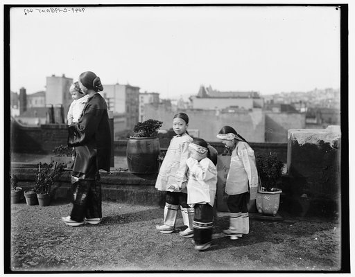 Chinese woman and children