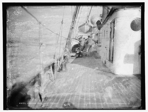 Hoisting pilot boat aboard