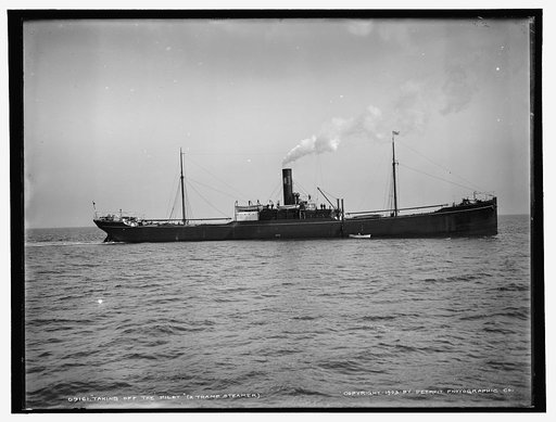 Taking off the pilot (a tramp steamer)