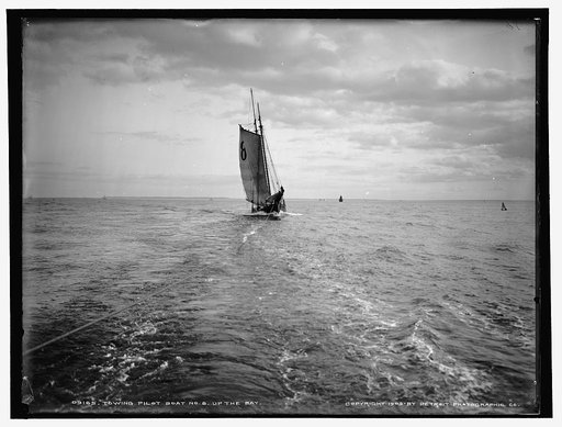 Towing pilot boat No. 8 up the bay