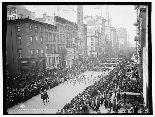 Policemen's parade, Fifth Avenue, New York