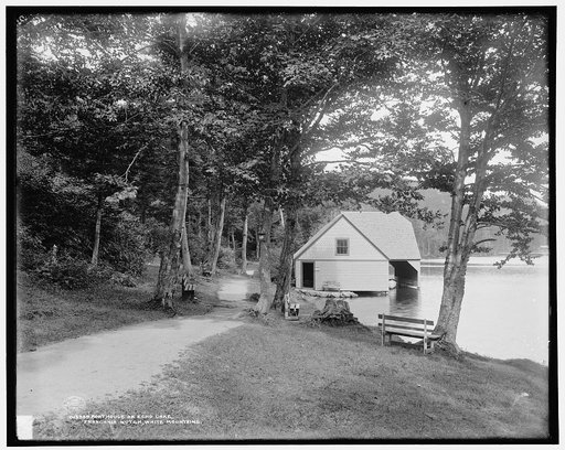 Boat house on Echo Lake, Franconia Notch, White Mountains