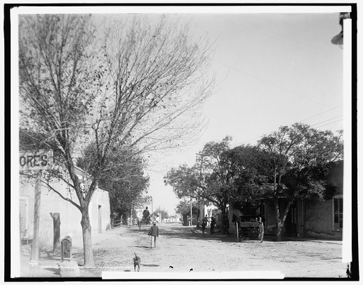 Street and mounted Mexican policeman, Juarez, Mexico