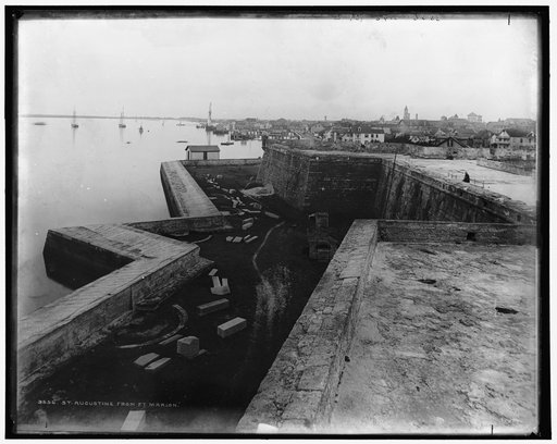 Panorama from Fort Marion, showing Fort, bay and city