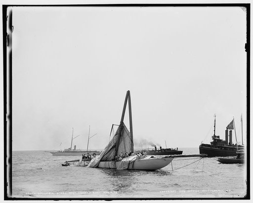 Columbia, steel mast carried away