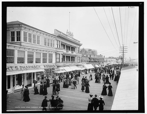 Board walk towards Steel Pier, Atlantic City, N.J.