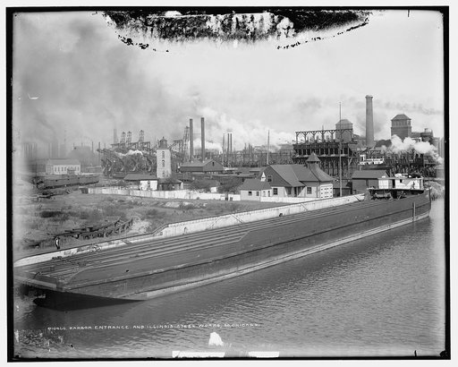 Harbor entrance and Illinois Steel Works, So. Chicago