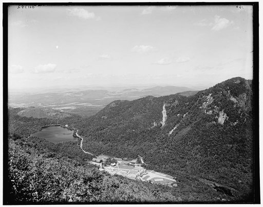 Profile House and Echo Lake from Cannon Mountain, Franconia Notch, White Mountains