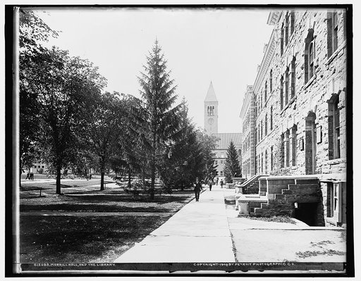 Morrill Hall and the library, Cornell University