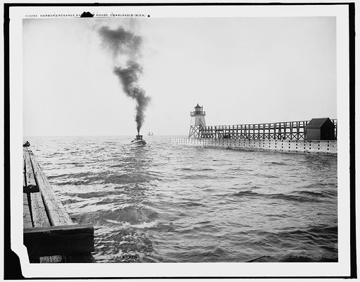 Harbor entrance an[d ligh]t house, Charlevoix, Mich.