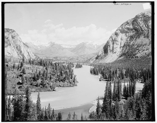 Bow River Valley down from Banff Springs Hotel, Canadian National Park, Alberta