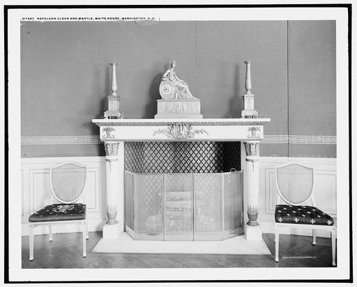 Napoleon clock and mantle, Blue Room, White House, Washington, D.C.