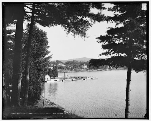 Boat landing, Fort William Henry Hotel, Lake George, N.Y.
