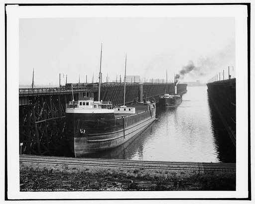 Steamers loading at the Mesabi [i.e. Missabe] ore docks, Duluth, Minn.